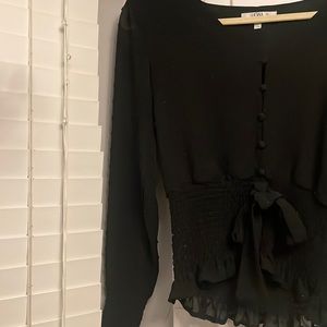 Black Blouse Sheer Sleeves